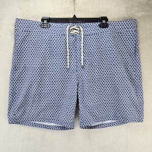 Faherty Classic Boardshort Fishscale Batik Men's Size 40 Blue Swim Trunks